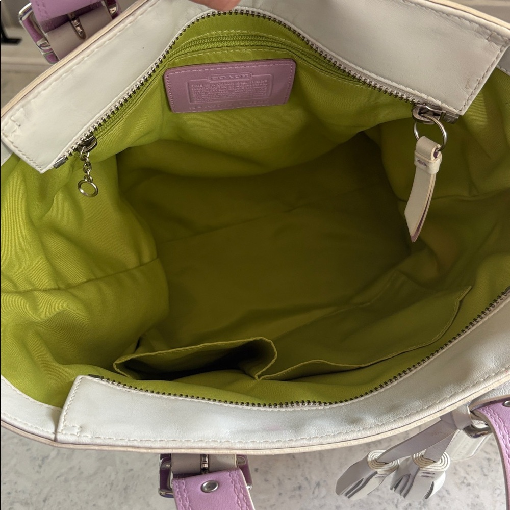 Coach Y2K 2007 Hampton Multi-Color Stripe Medium Canvas/ Leather Tote F10705 - Picture 11 of 15